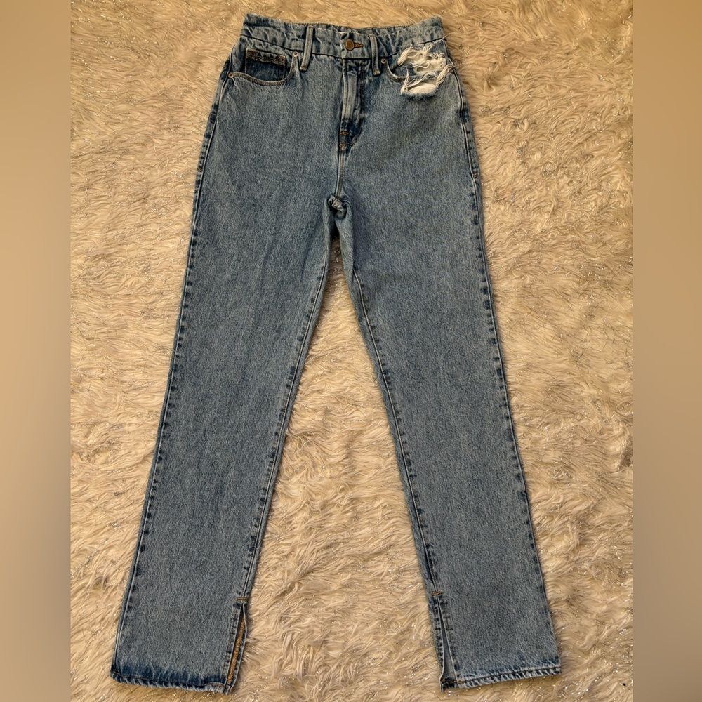 Good American Light Wash Women’s Straight-Leg Split Hem Jeans Size 0/25